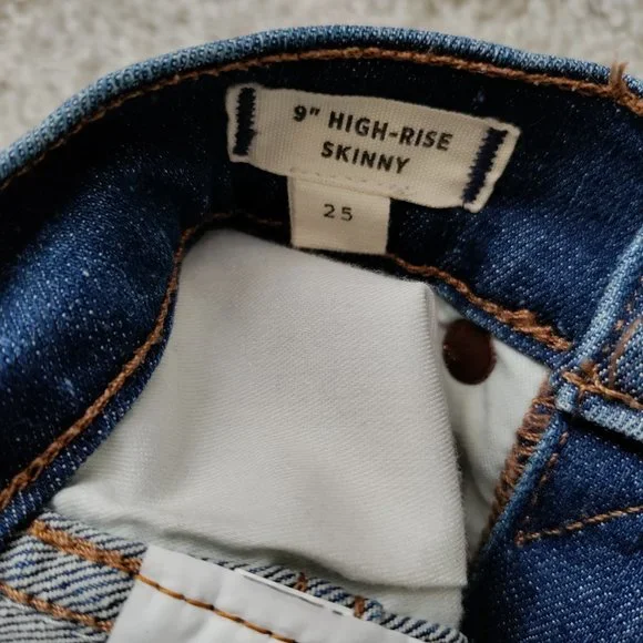 Madewell 9" High-Rise Skinny Jeans in Paloma Wash - Raw Hem Edition Size 25 - Picture 8 of 15